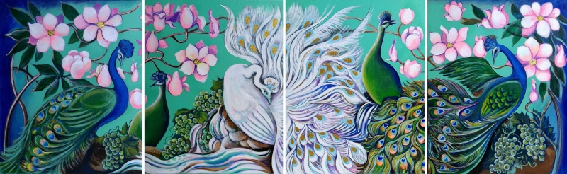 Peacocks in the Garden of Eden by artist Anastasia Shimanskaya